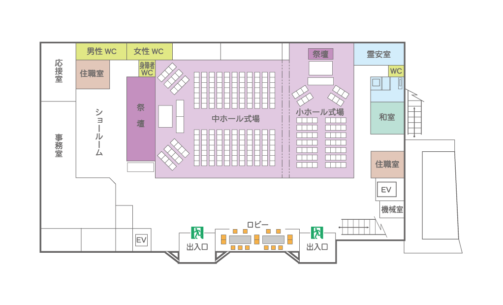 桐生典礼会館1階見取り図