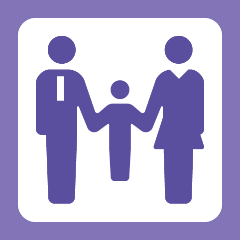 父親と子供と母親が手をつないでいるピクトグラム